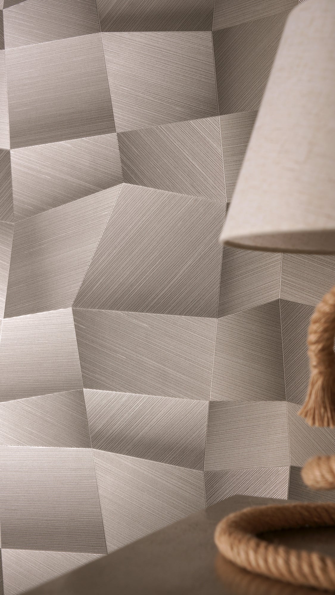 Mustertapete 3D-Geometrie Taupe-Grau - 10,05 m x 0,53 m