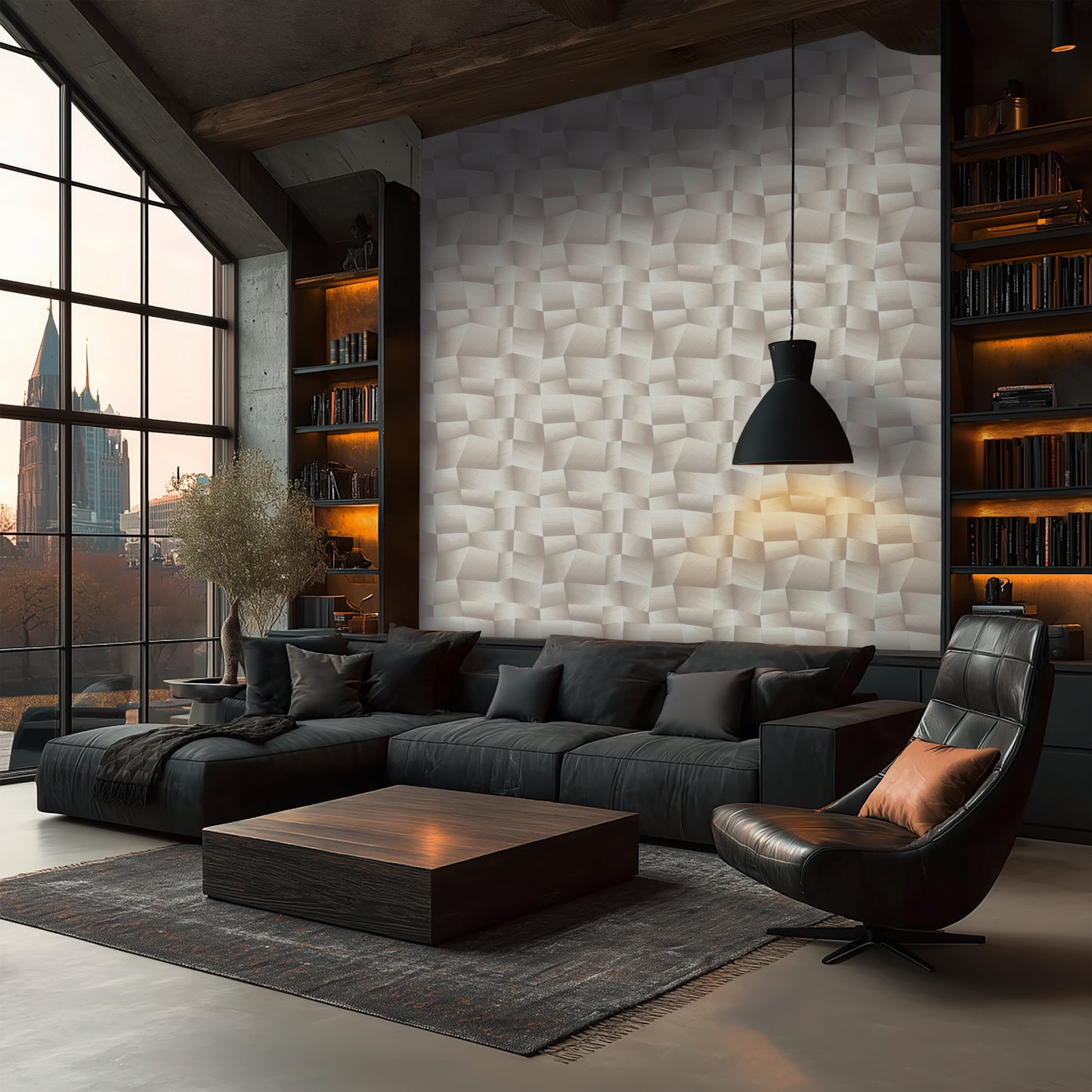 Livingwalls Vibes & Styles Damian - Refined Dimensions Geometrische Tapete Grau Metallic - 10,05 m x 0,53 m