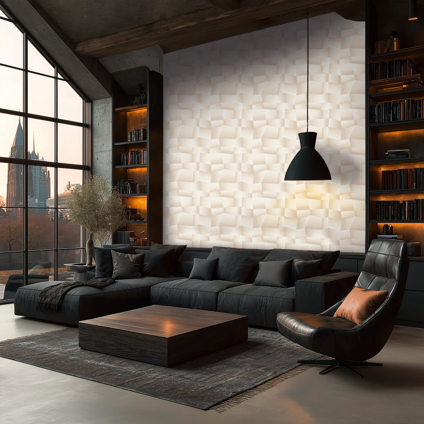 Mustertapete 3D-Geometrie Champagner - 10,05 m x 0,53 m