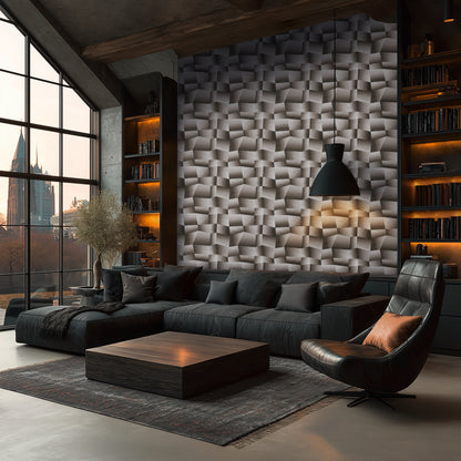 Livingwalls Vibes & Styles Damian - Refined Dimensions Geometrische Tapete Grau Schwarz - 10,05 m x 0,53 m