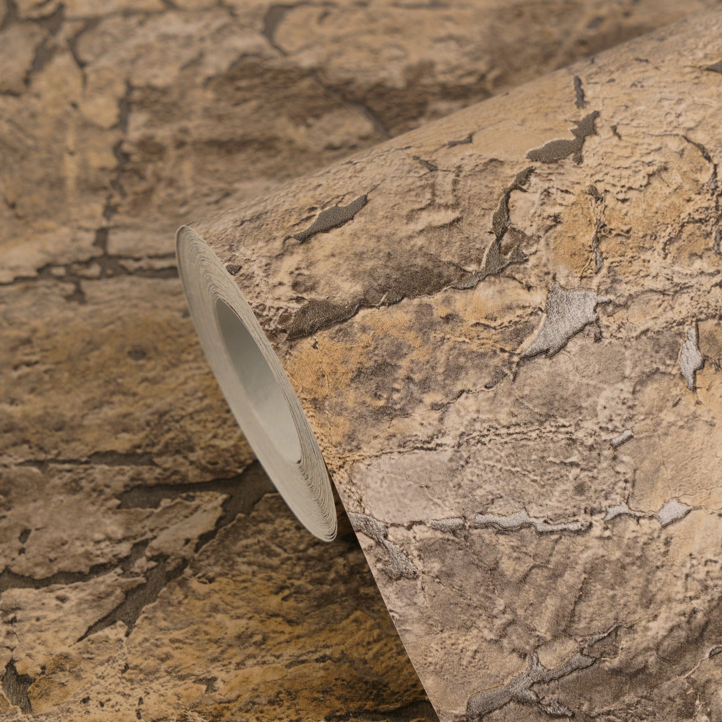 Mustertapete Antik-Putz Erdbraun - 10,05 m x 0,53 m