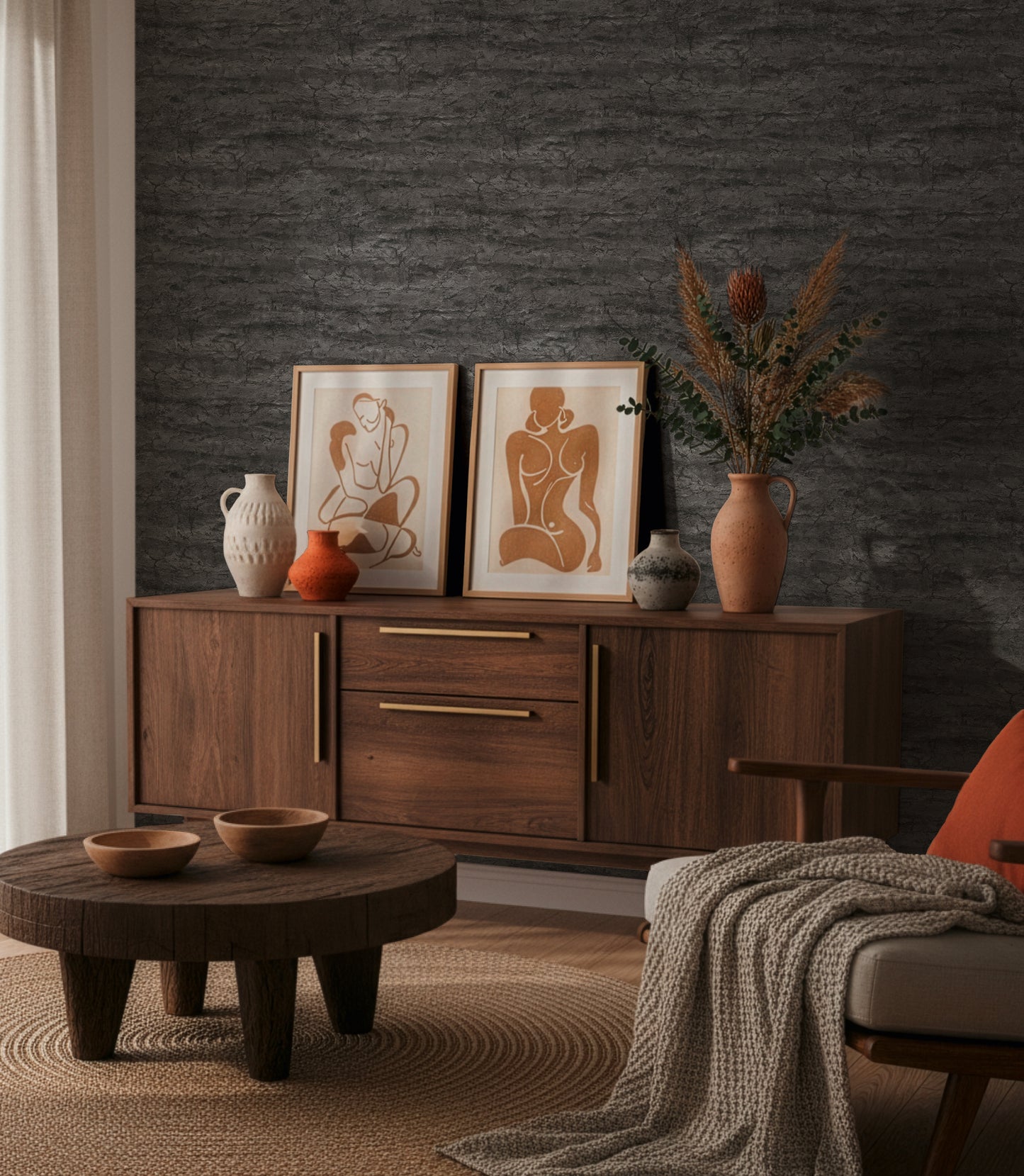 Livingwalls Vibes & Styles Tamika - Raw Heritage Landhaus Schwarz - 10,05 m x 0,53 m