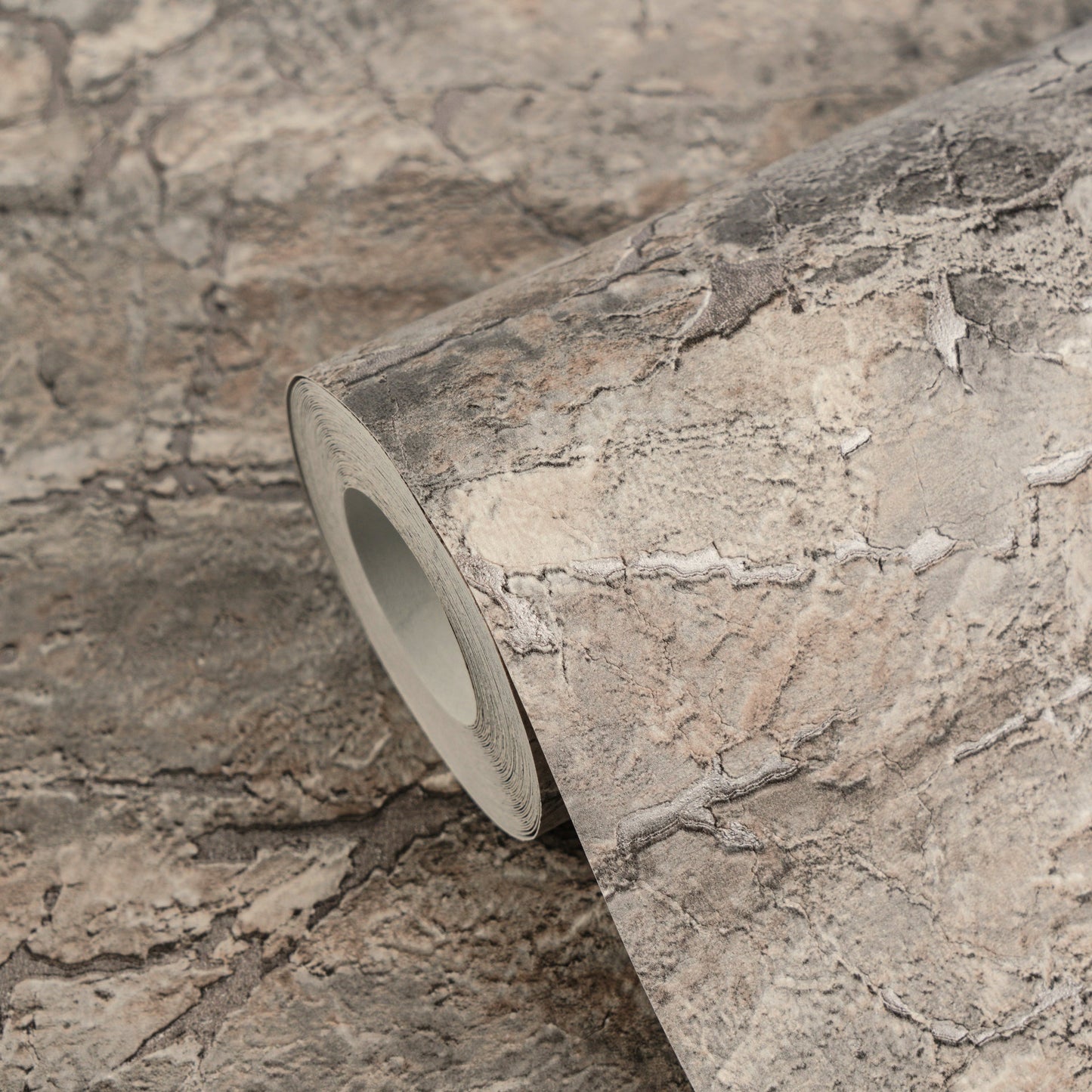 Mustertapete Antik-Putz Grau-Braun - 10,05 m x 0,53 m