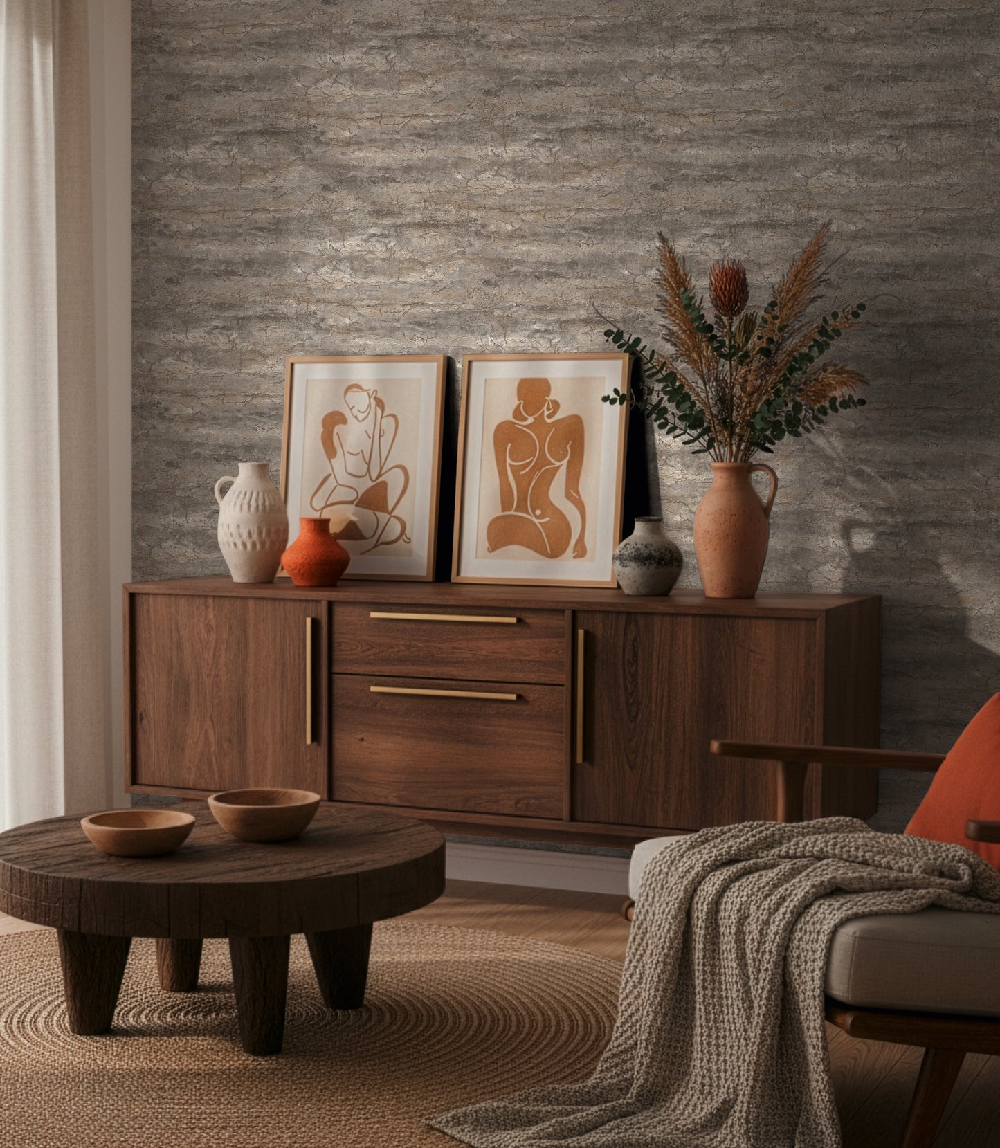 Livingwalls Vibes & Styles Tamika - Raw Heritage Landhaus Grau Braun - 10,05 m x 0,53 m