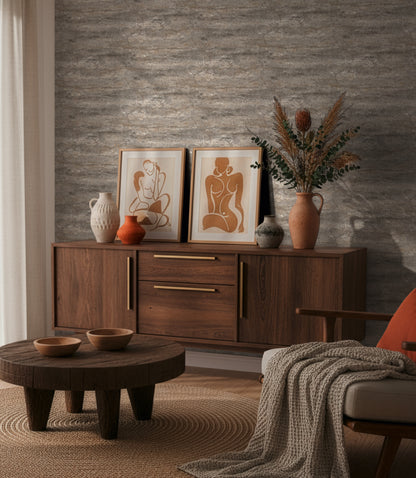 Livingwalls Vibes & Styles Tamika - Raw Heritage Landhaus Grau Braun - 10,05 m x 0,53 m