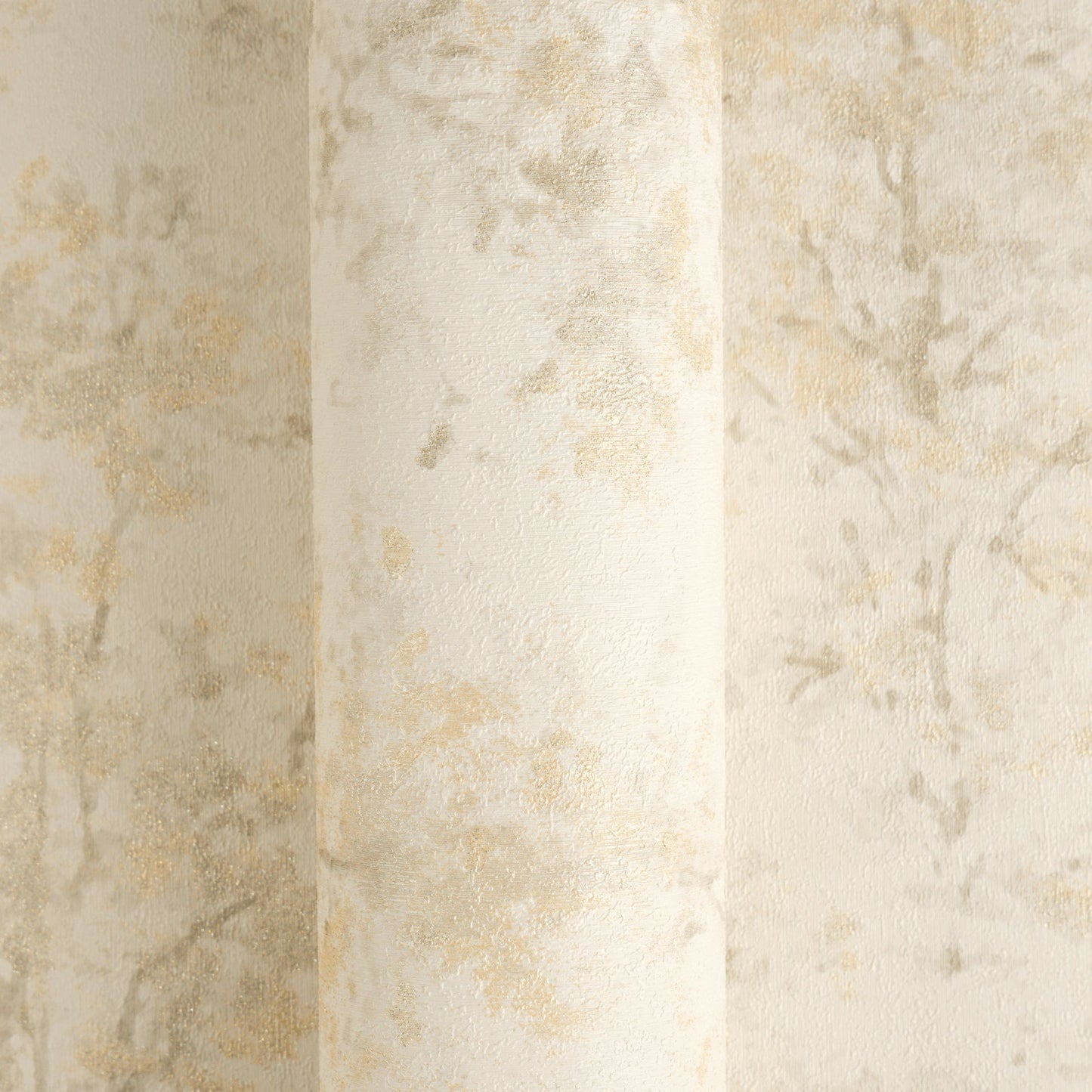 Mustertapete Baum-Silhouette Beige-Gold - 10,05 m x 0,53 m