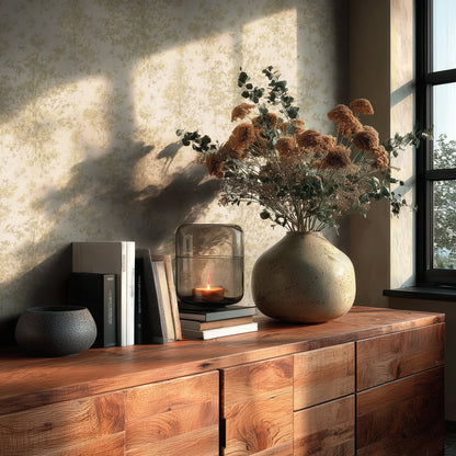 Mustertapete Baum-Silhouette Beige-Gold - 10,05 m x 0,53 m
