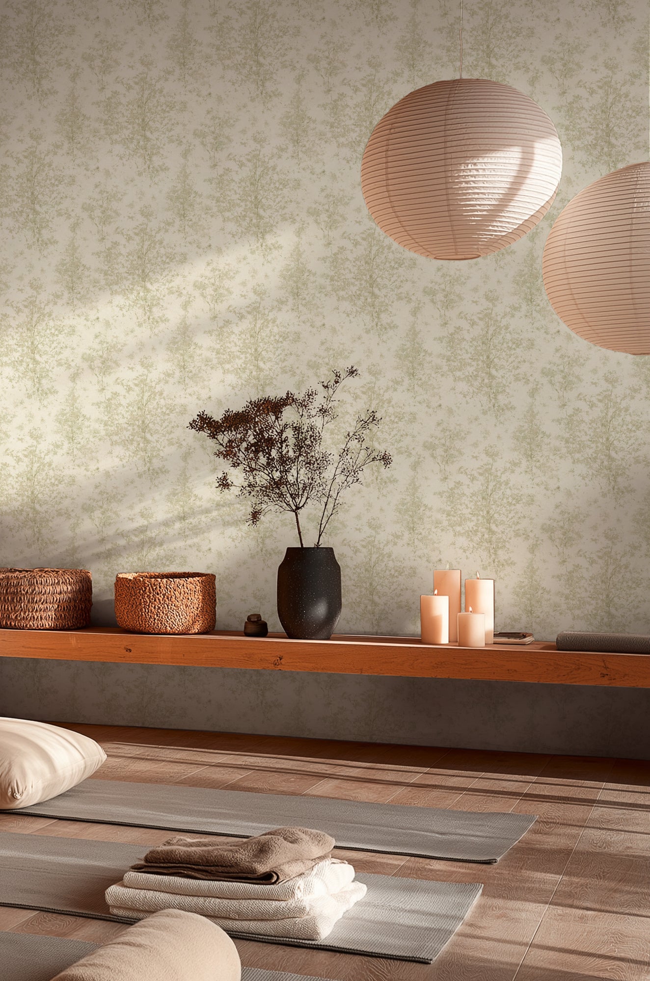 Livingwalls Vibes & Styles Astrid - Whispering Woods Bäume Creme Grün - 10,05 m x 0,53 m