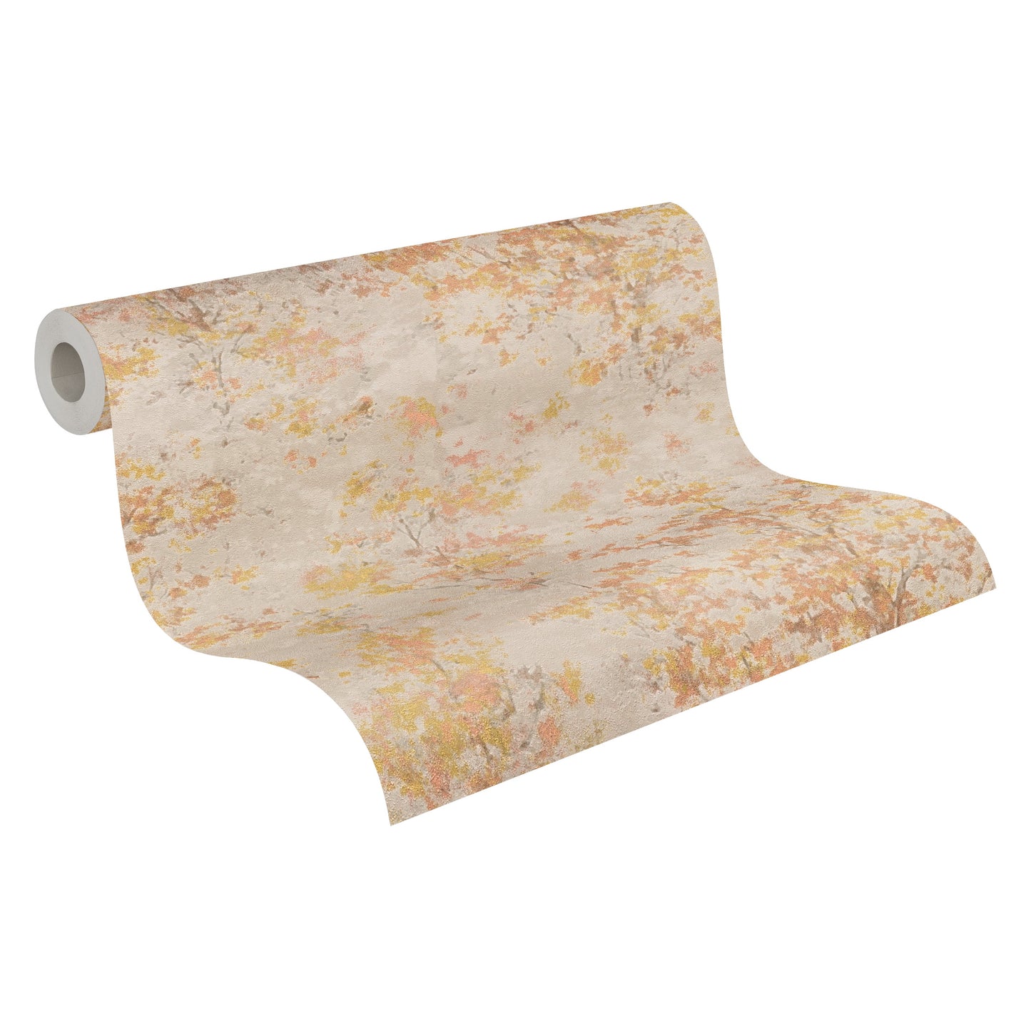 Mustertapete Baum-Silhouette Terrakotta-Gold - 10,05 m x 0,53 m