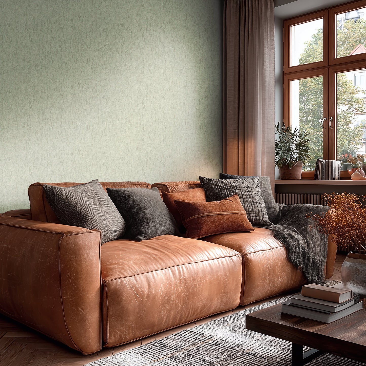 Mustertapete Putz-Optik Salbeigrau-Beige - 10,05 m x 0,53 m