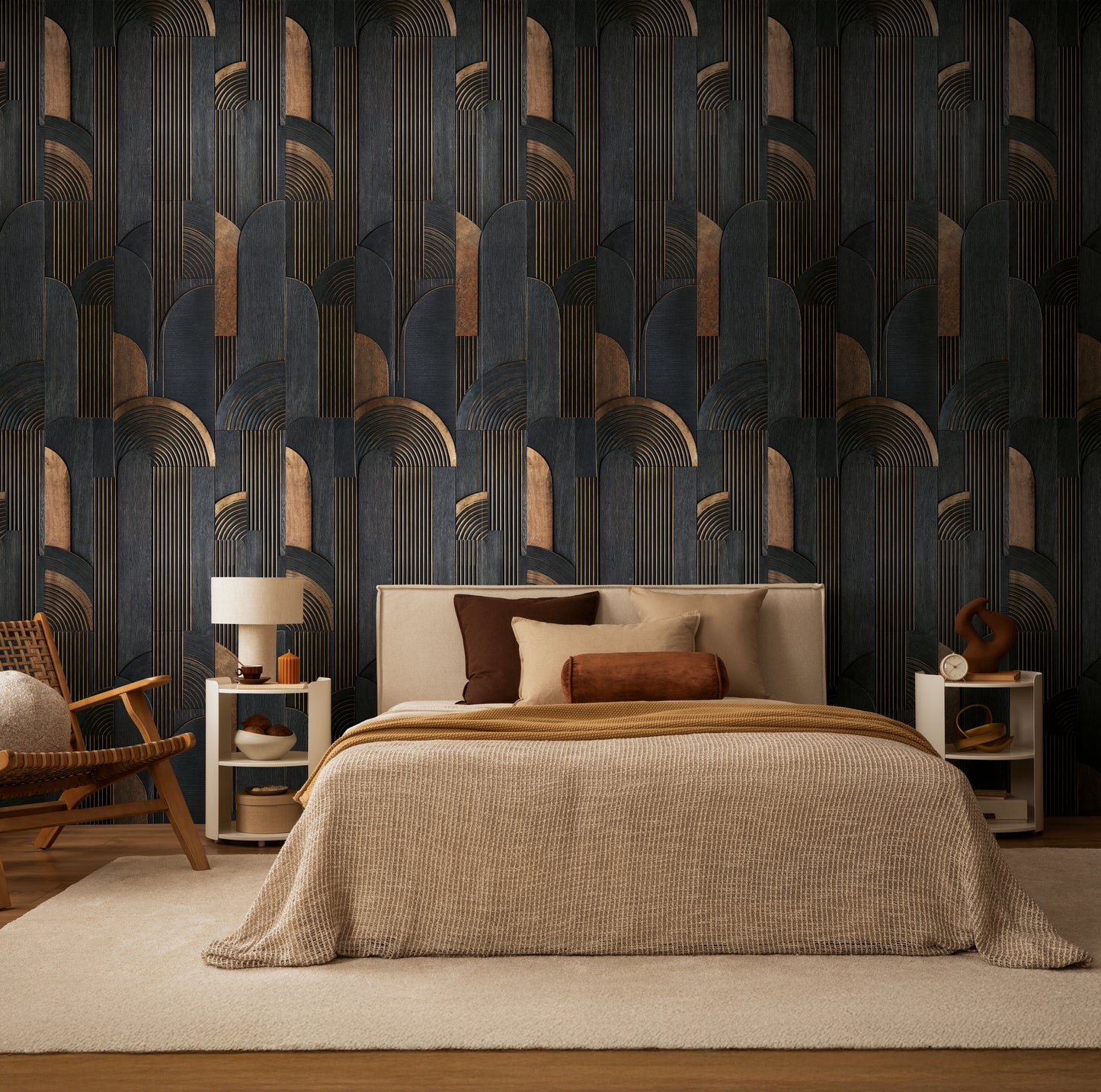 Fototapete Art Déco Schwarz Gold - 1,59 m x 2,80 m