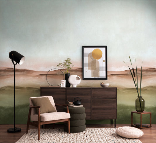Fototapete Landschaft Grün Beige - 1,59 m x 2,80 m
