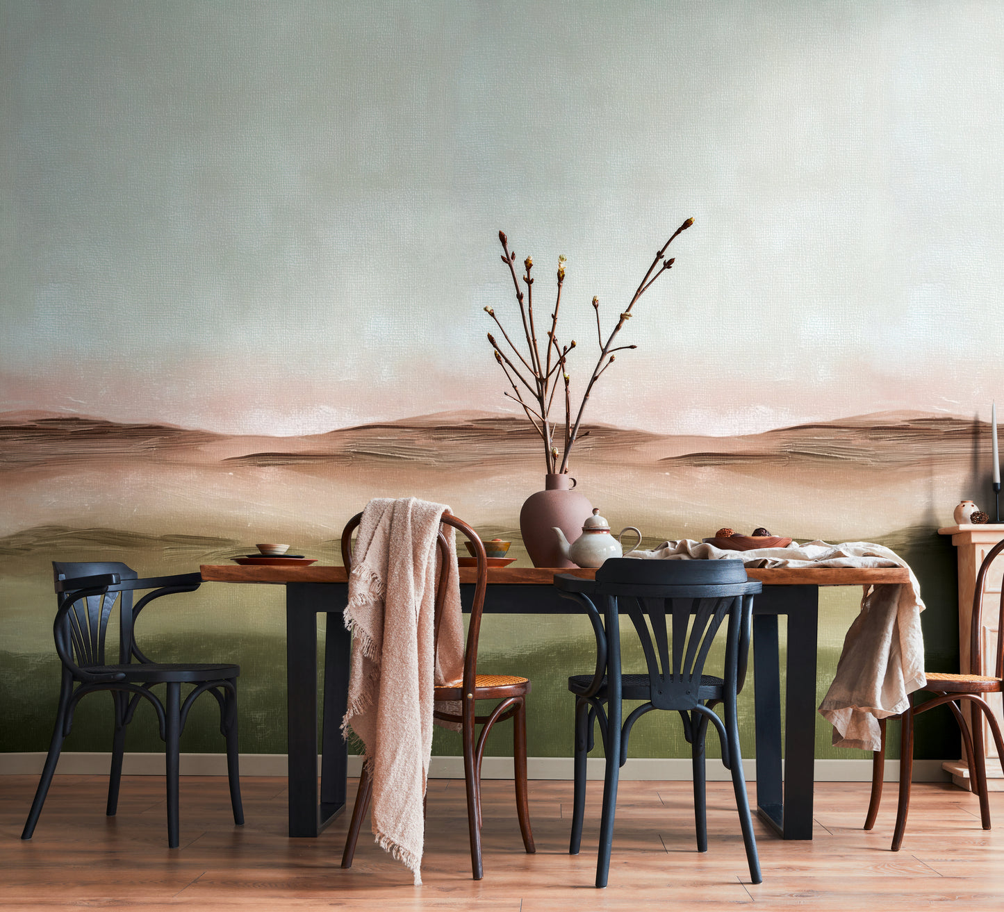 Fototapete Landschaft Grün Beige - 1,59 m x 2,80 m