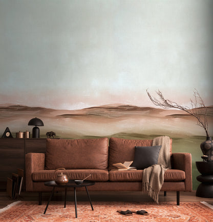 Fototapete Landschaft Grün Beige - 1,59 m x 2,80 m