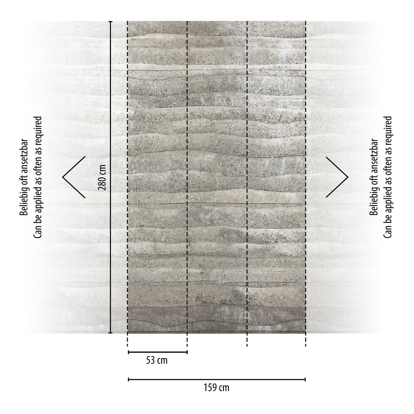Fototapete Beton Grau - 1,59 m x 2,80 m