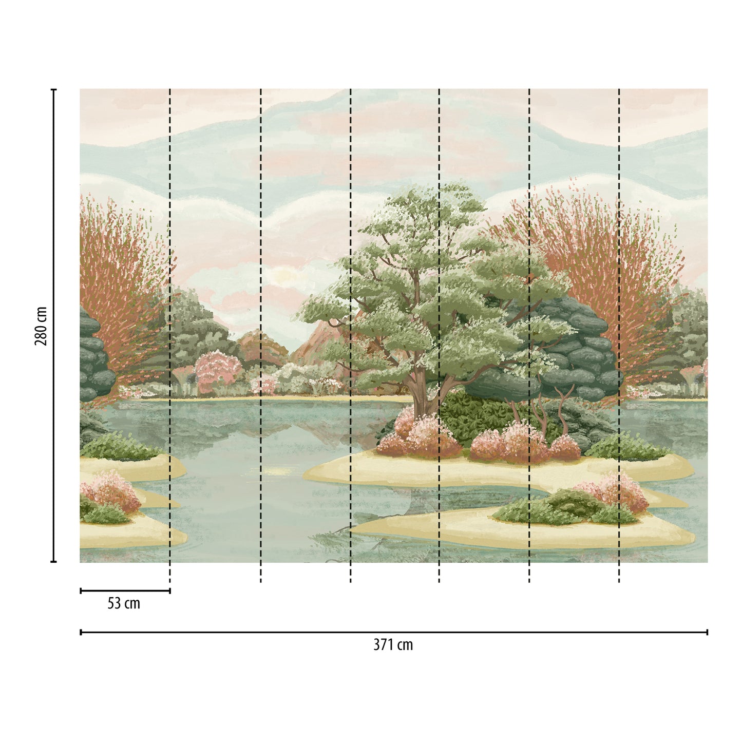 Fototapete Landschaft See Pastell - 3,71 m x 2,80 m