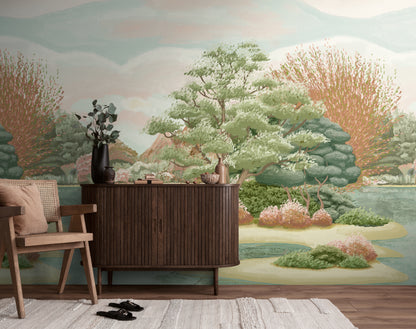 Fototapete Landschaft See Pastell - 3,71 m x 2,80 m
