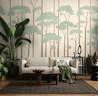 Fototapete Bäume Grün Beige - 3,71 m x 2,80 m