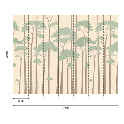 Fototapete Bäume Grün Beige - 3,71 m x 2,80 m