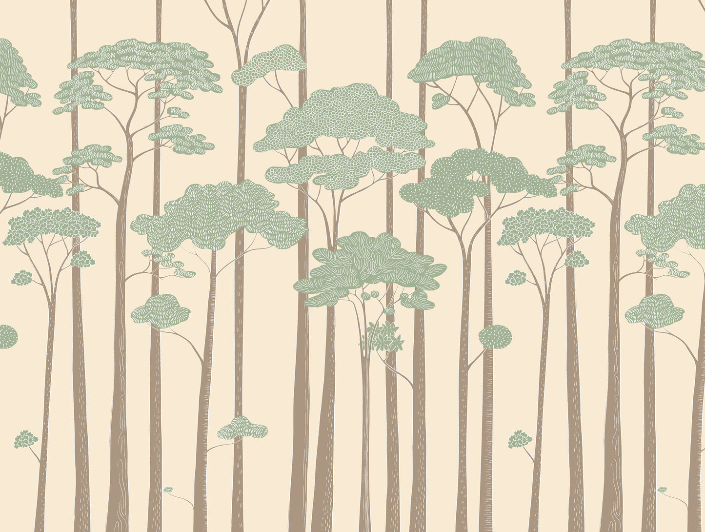 Fototapete Bäume Grün Beige - 3,71 m x 2,80 m
