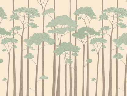 Fototapete Bäume Grün Beige - 3,71 m x 2,80 m