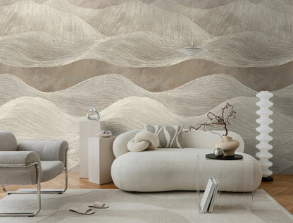 Fototapete Wellen Beige - 3,71 m x  2,80 m