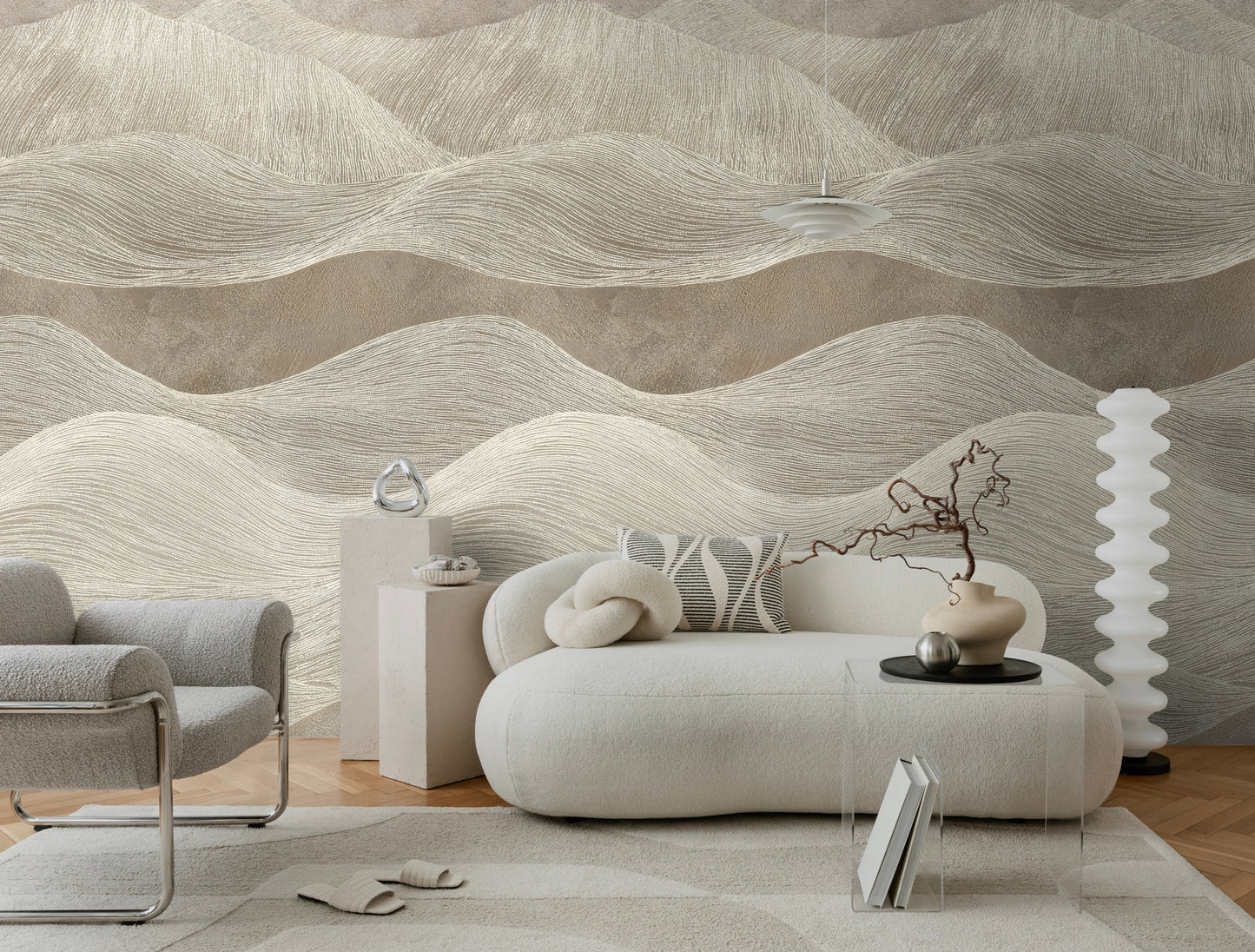Fototapete Wellenmuster Beige - 1,59 m x 2,80 m