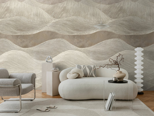 Fototapete Wellenmuster Beige - 1,59 m x 2,80 m