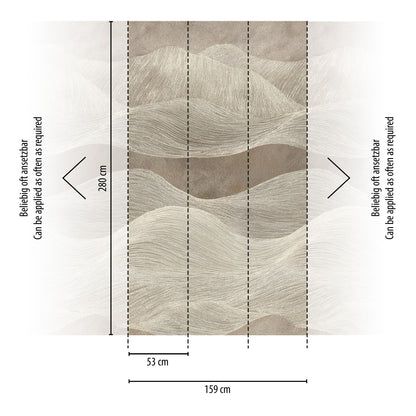Fototapete Wellenmuster Beige - 1,59 m x 2,80 m