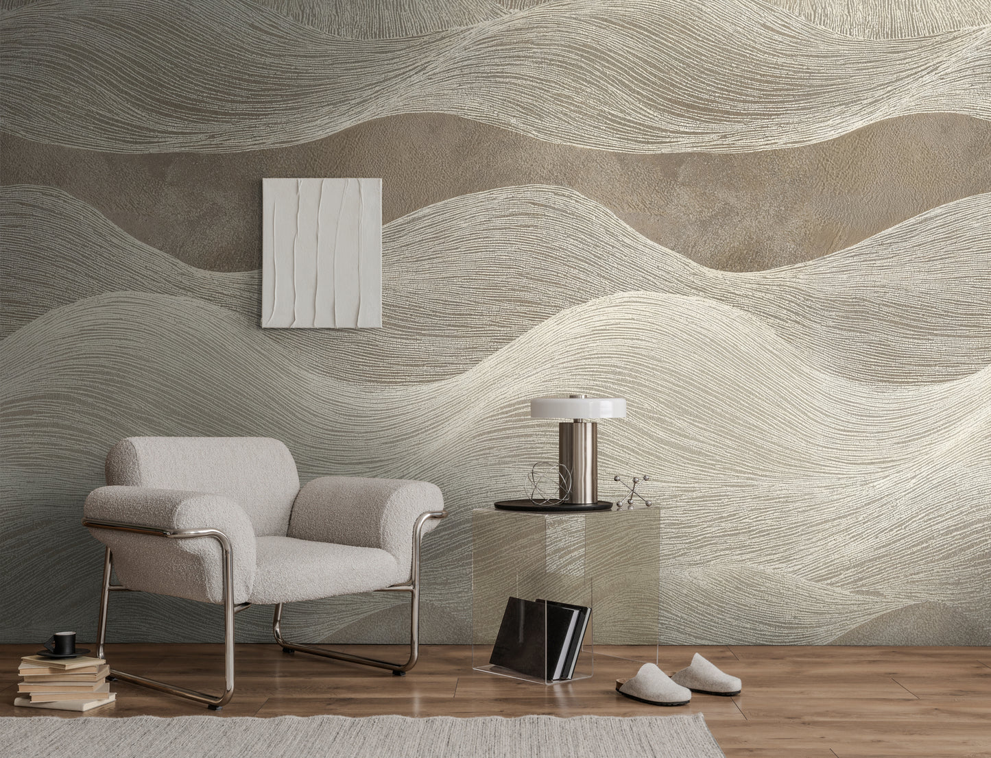 Fototapete Wellen Beige - 3,71 m x  2,80 m