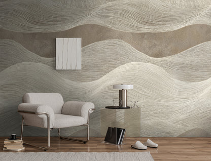 Fototapete Wellenmuster Beige - 1,59 m x 2,80 m
