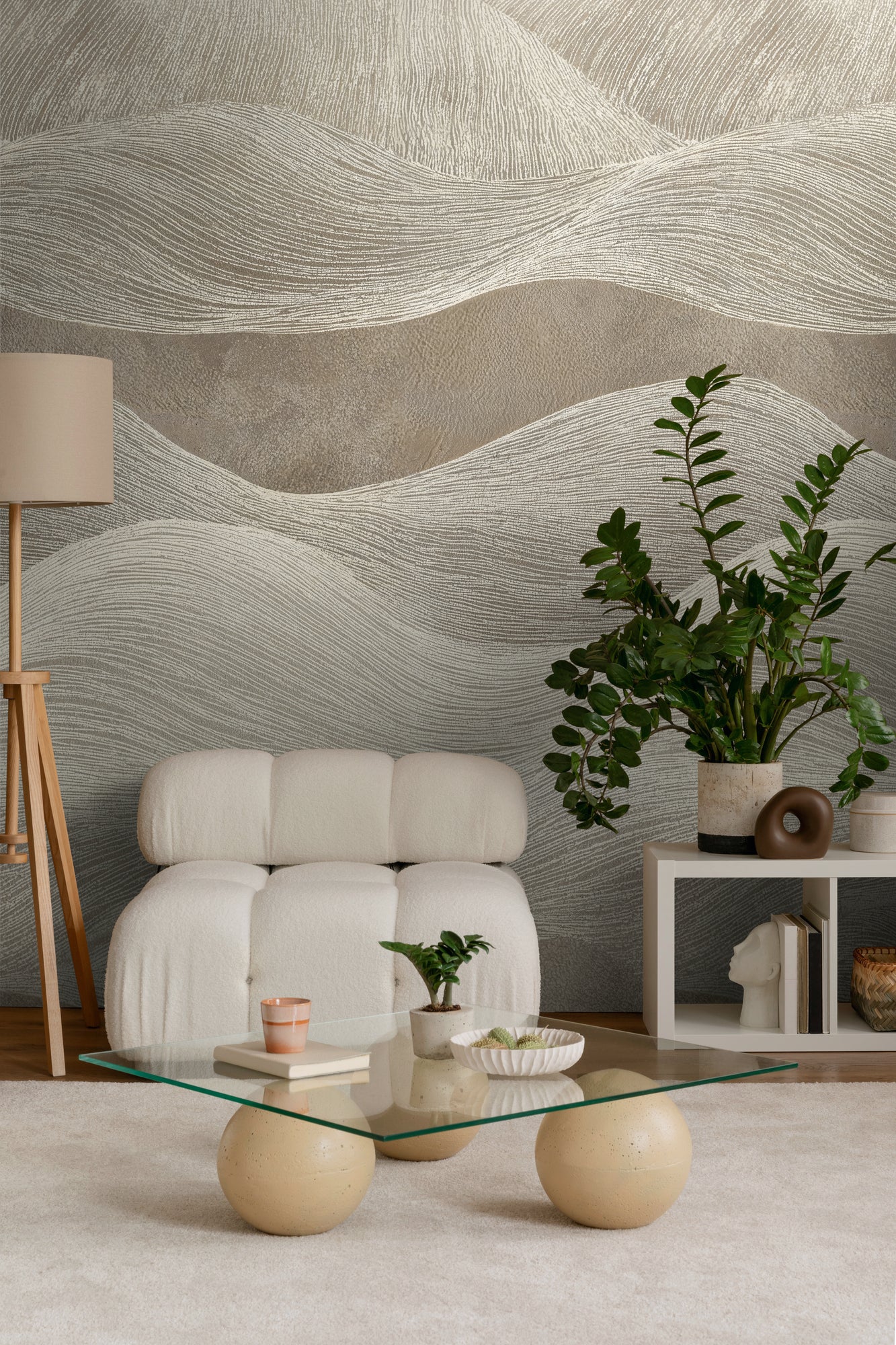 Fototapete Wellen Beige - 3,71 m x  2,80 m