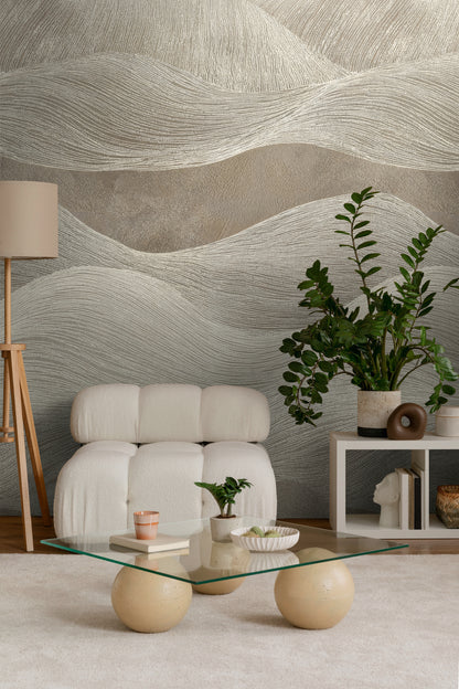 Fototapete Wellen Beige - 3,71 m x  2,80 m
