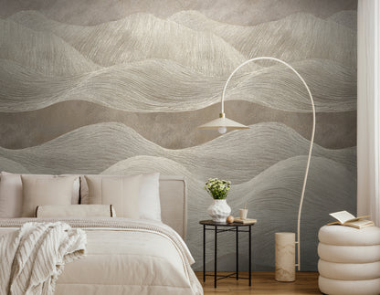 Fototapete Wellenmuster Beige - 1,59 m x 2,80 m