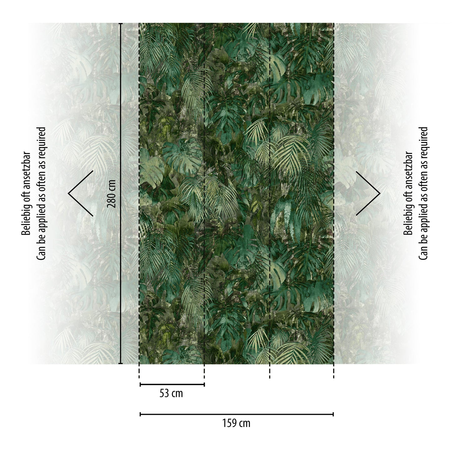 Fototapete Blätter Grün Modern - 1,59 m x 2,80 m