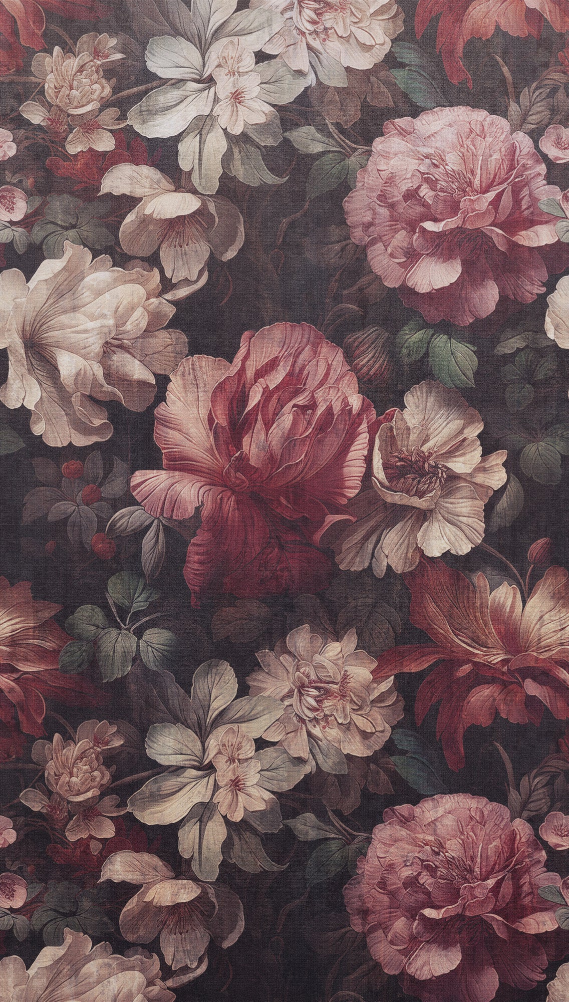 Fototapete Blumen Rot Beige - 1,59 m x 2,80 m