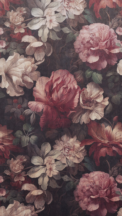Fototapete Blumen Rot Beige - 1,59 m x 2,80 m