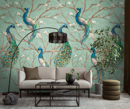Fototapete Pfau Grün - 1,59 m x 2,80 m