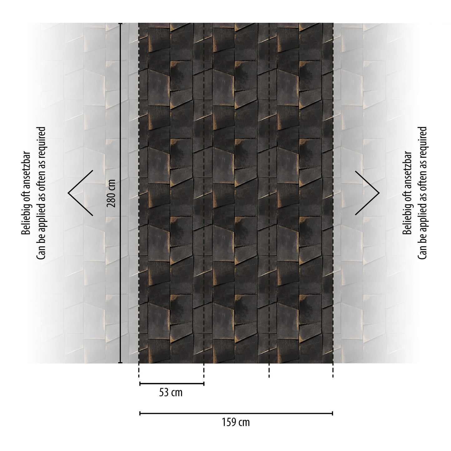 Fototapete Geometrie Schwarz Gold - 1,59 m x 2,80 m