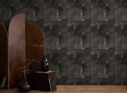 Fototapete Geometrie Schwarz Gold - 1,59 m x 2,80 m