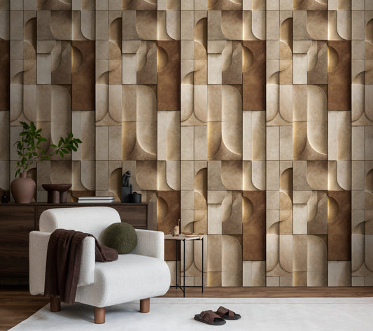 Fototapete Geometrisch Beige Braun - 1,59 m x 2,80 m