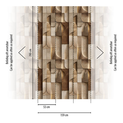 Fototapete Geometrisch Beige Braun - 1,59 m x 2,80 m