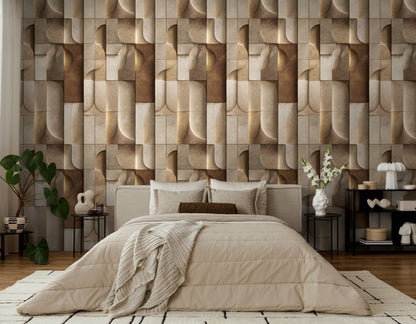 Fototapete Geometrisch Beige Braun - 1,59 m x 2,80 m
