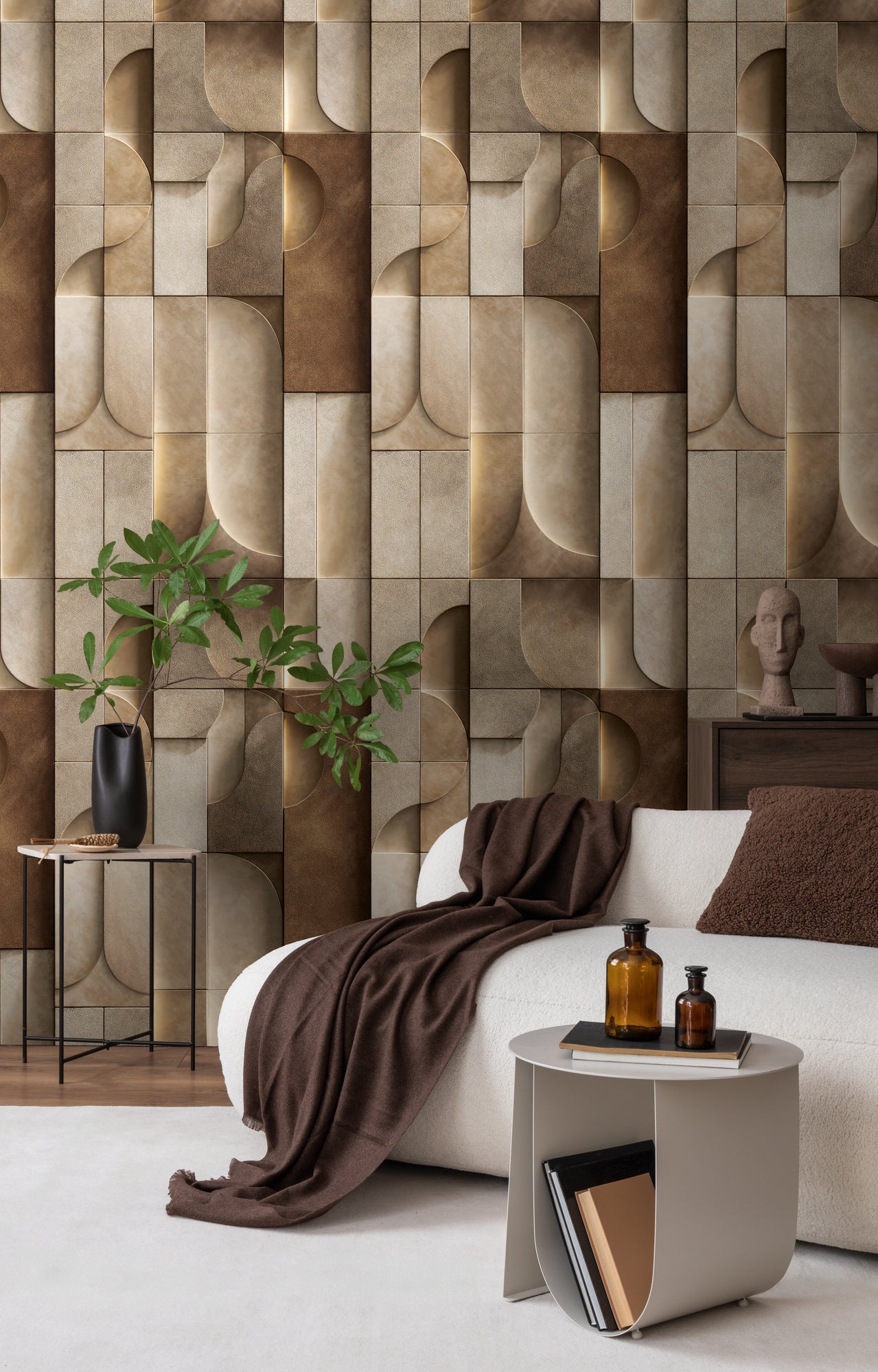 Fototapete Geometrisch Beige Braun - 1,59 m x 2,80 m