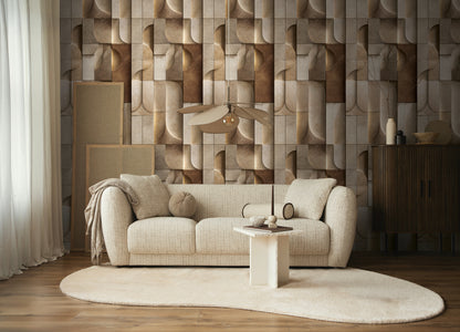 Fototapete Geometrisch Beige Braun - 1,59 m x 2,80 m