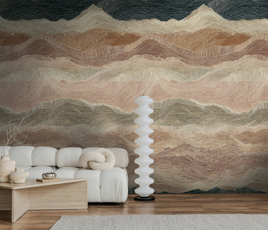 Fototapete Wellen Braun Beige - 1,59 m x 2,80 m