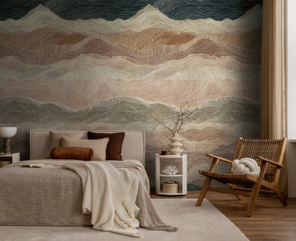 Fototapete Wellen Braun Beige - 1,59 m x 2,80 m