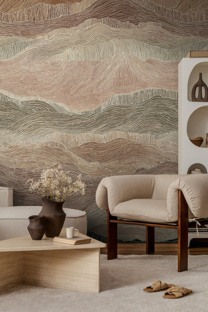 Fototapete Wellen Braun Beige - 1,59 m x 2,80 m