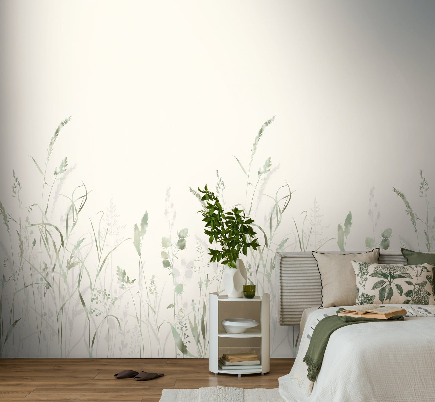 Fototapete Gräser Grün Beige - 1,59 m x 2,80 m