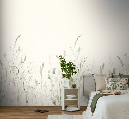 Fototapete Gräser Grün Beige - 1,59 m x 2,80 m